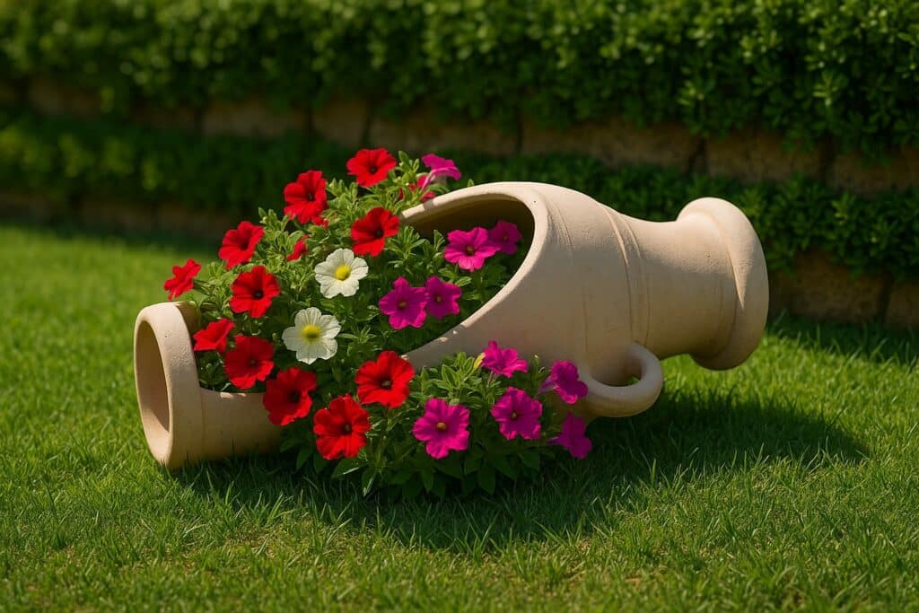 Large terracotta garden pots with citrus trees